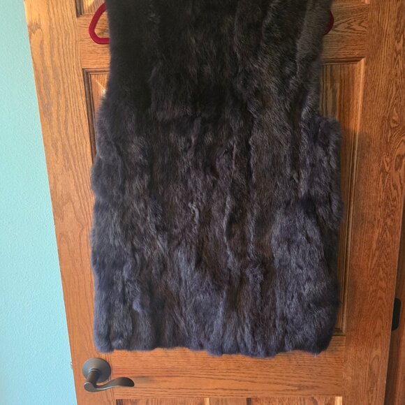 COCO+CARMEN Angora Fur Vest Women S/M Navy Lined full Zip Front Sleeveless - Picture 6 of 15